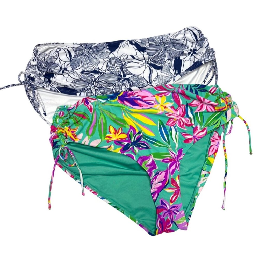 Stella Parker Designer Floral High Waist Bikini Bottoms Set of 2 Size 18W New